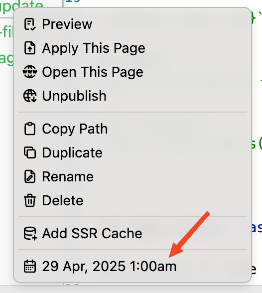 File context menu showing at the bottom a date option with a red arrow.