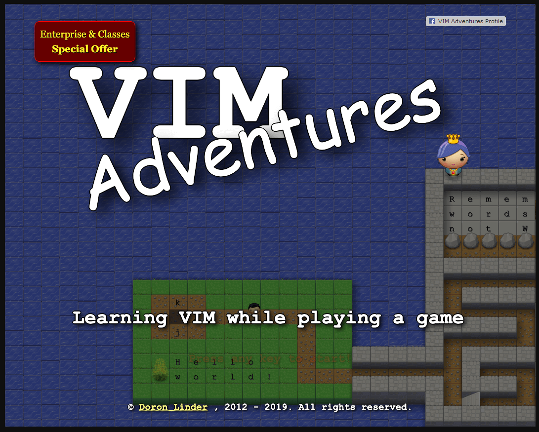 vim adventures 게임 화면